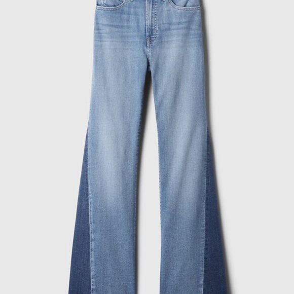 GAP size 31x12s High Rise Patched 70s Flare Jeans - Picture 10 of 11